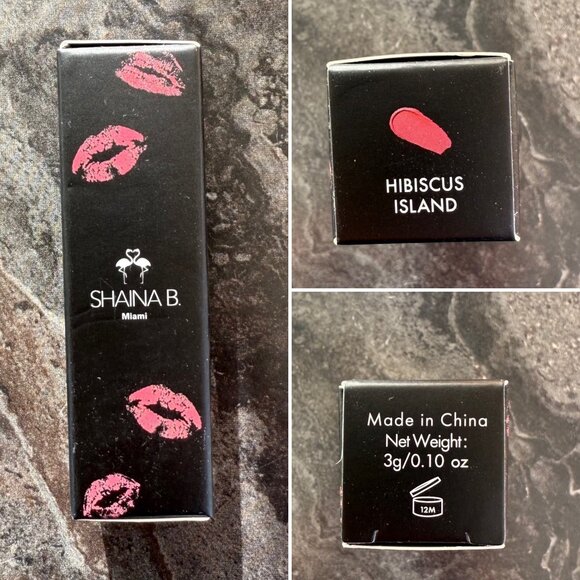 Shaina B Miami Hibiscus Island Lipstick Full Size Hydrating Formula Natural - Picture 3 of 6